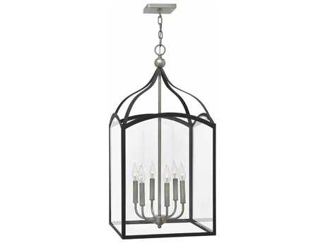 Hinkley Clarendon Aged Zinc Black Glass Candelabra Chandelier