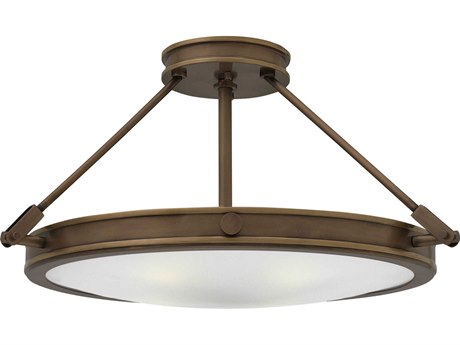 Hinkley Collier 4-Light Light Oiled Bronze Glass Bowl Semi Flush Mount