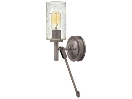 Hinkley Collier 1-Light Antique Nickel Glass Wall Sconce