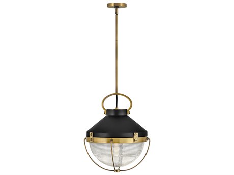 Hinkley Crew 1-Light Heritage Brass Glass Dome Geometric Pendant