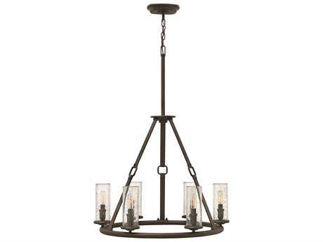 Hinkley Dakota 26" Wide 6-Light Oil Rubbed Bronze Glass Candelabra Cylinder Chandelier