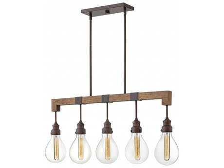 Hinkley Denton 5-Light Industrial Iron Gray Glass Globe Island Pendant