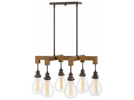 Hinkley Denton 6-Light Industrial Iron Black Glass Globe Island Pendant