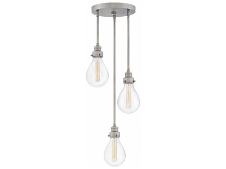 Hinkley Denton 3-Light Pewter Glass Dome Pendant