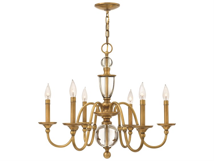 Hinkley Eleanor 6-Light Heritage Brass Bronze Candelabra Empire Chandelier