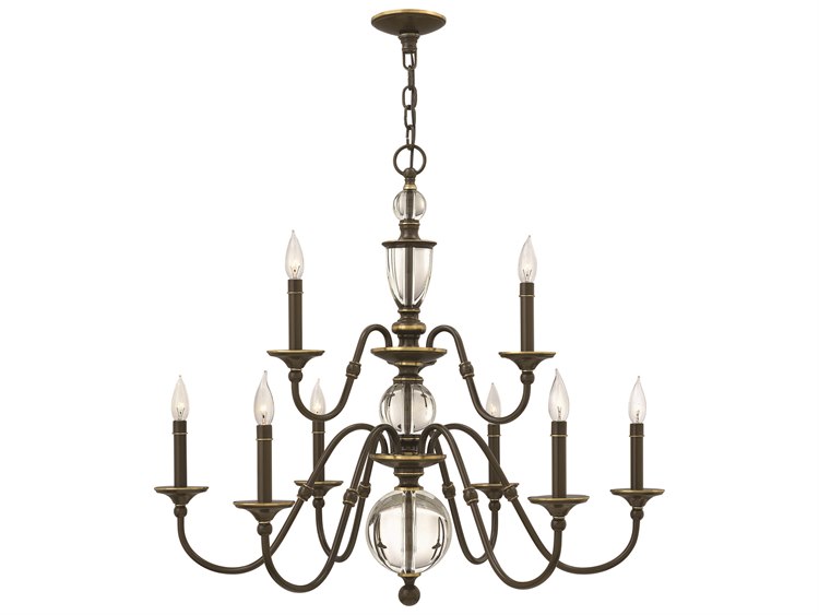 Hinkley Eleanor 9-Light Light Oiled Bronze Candelabra Chandelier