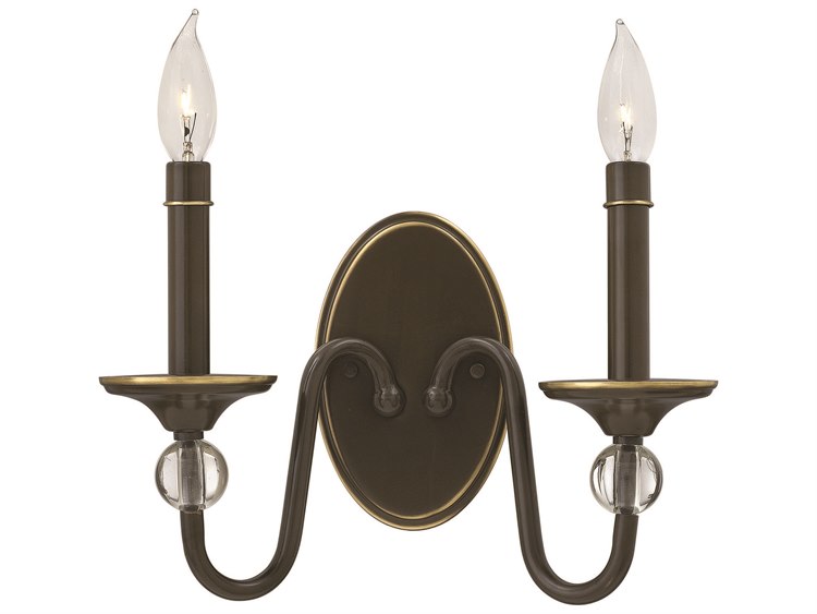 Hinkley Eleanor 2-Light Light Oiled Bronze Wall Sconce
