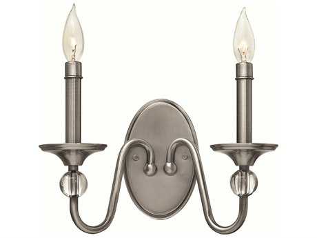 Hinkley Eleanor 9" Tall 2-Light Polished Antique Nickel Wall Sconce
