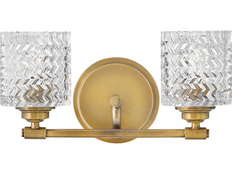 Hinkley Elle 2-Light Heritage Brass Glass Vanity Light