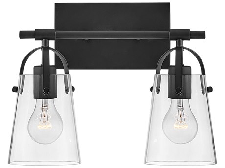 Hinkley Foster 2-Light Black Glass Vanity Light