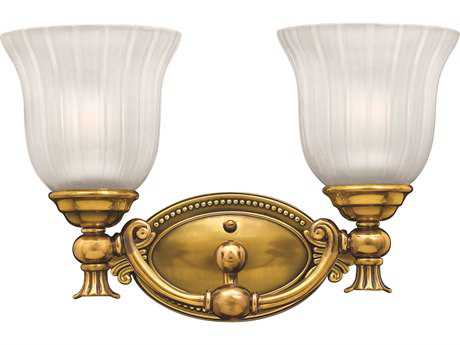 Hinkley Francoise 15" Wide 2-Light Burnished Brass Glass Vanity Light