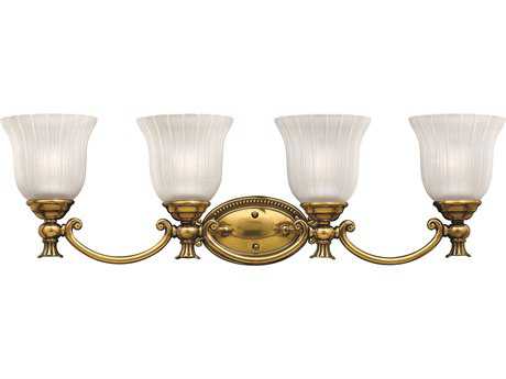 Hinkley Francoise 31" Wide 4-Light Burnished Brass Glass Vanity Light