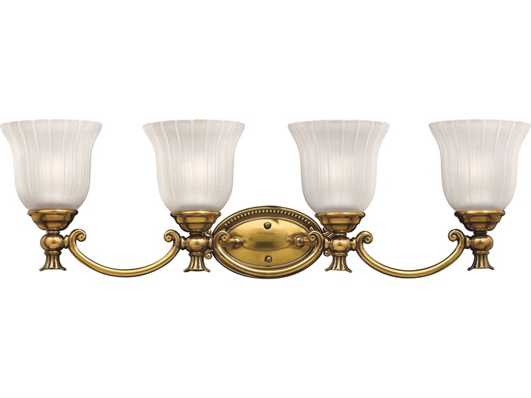 Hinkley Francoise 4-Light Burnished Brass Glass Vanity Light