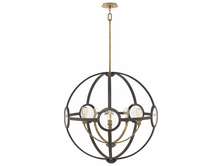 Hinkley Fulham 5-Light Buckeye Bronze Glass Candelabra Round Chandelier