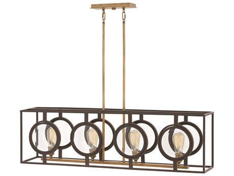 Hinkley Fulham 4-Light Buckeye Bronze Glass Geometric Island Pendant