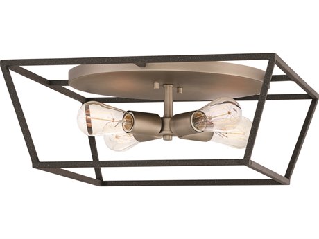 Hinkley Fulton 4-Light Aged Zinc Gray Geometric Flush Mount
