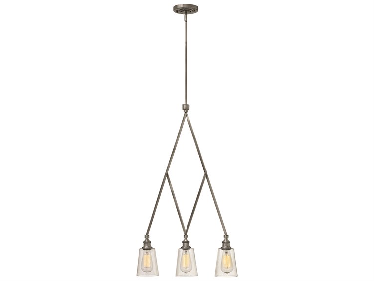Hinkley Gatsby 3-Light Polished Antique Nickel Cylinder Island Pendant