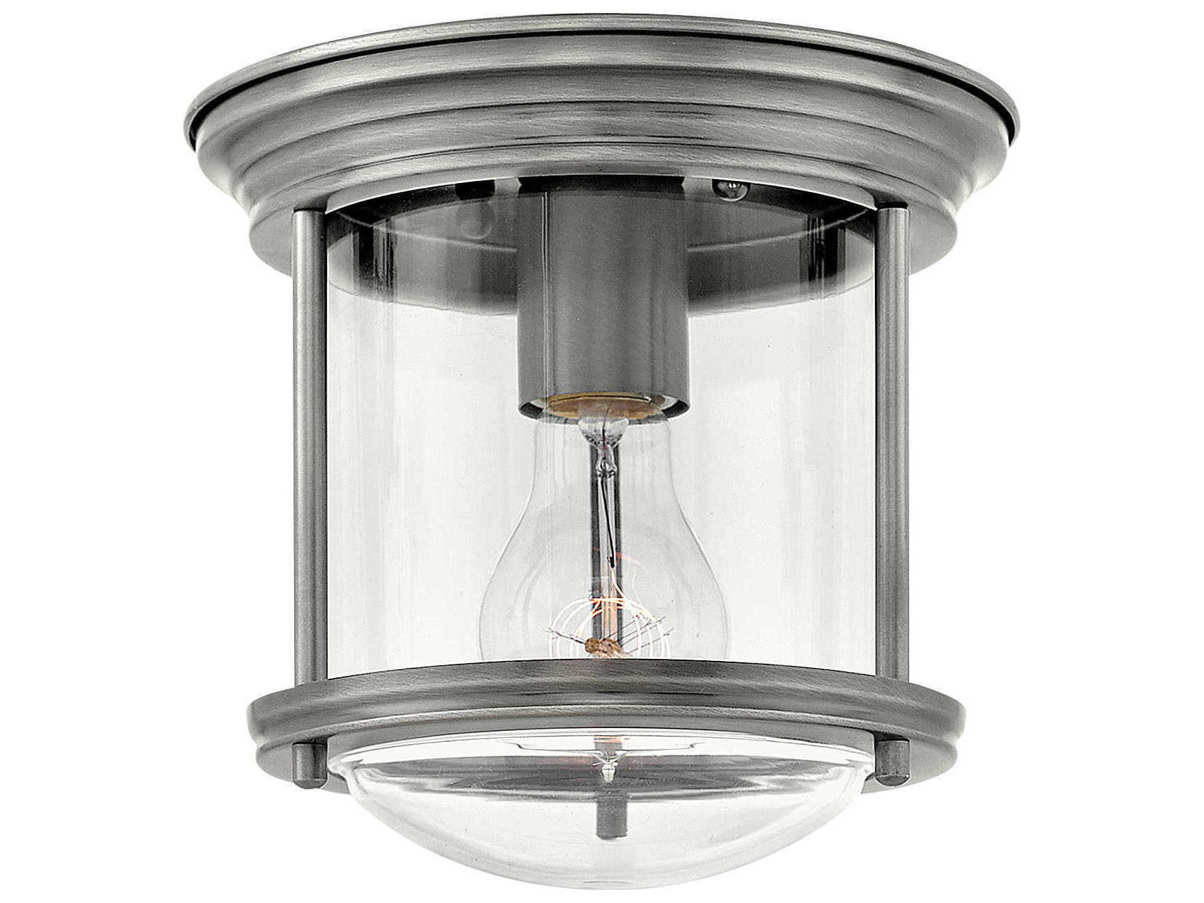 Hinkley Lighting Hadley Antique Nickel with Clear 8'' Wide Flush Mount ...