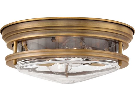 Hinkley Hadley 2-Light Brushed Bronze With Clear Glass Drum Flush Mount