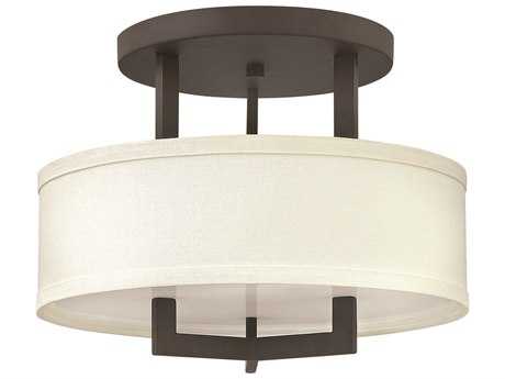 Hinkley Hampton 3-Light Buckeye Bronze LED Drum Semi Flush Mount