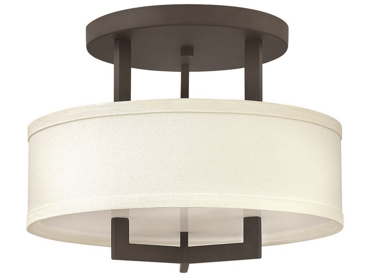 Hinkley Hampton 3-Light Buckeye Bronze LED Drum Semi Flush Mount
