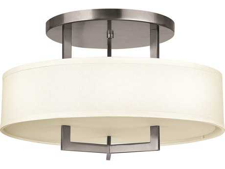 Hinkley Hampton 3-Light Antique Nickel Drum Semi Flush Mount