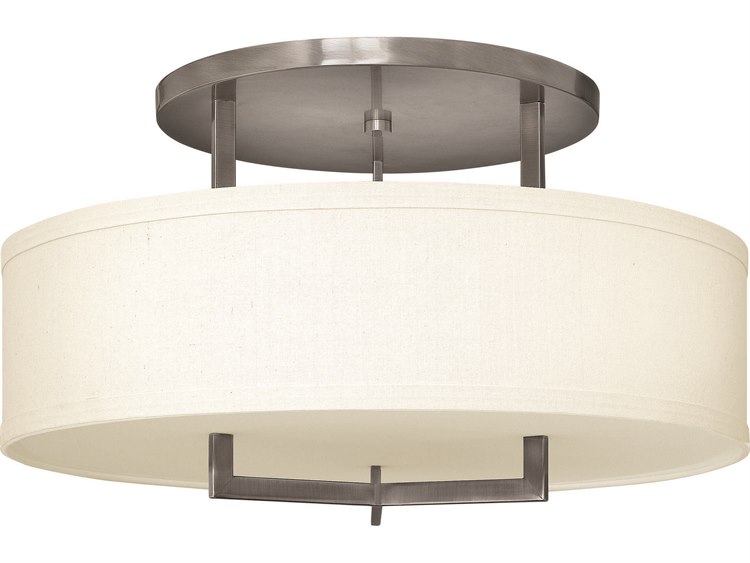 Hinkley Hampton 3-Light Antique Nickel Drum Semi Flush Mount