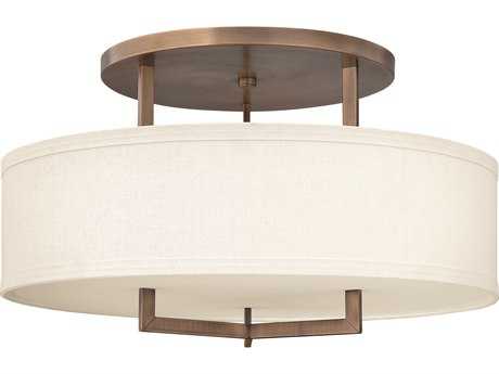 Hinkley Hampton 3-Light Brushed Bronze Drum Semi Flush Mount