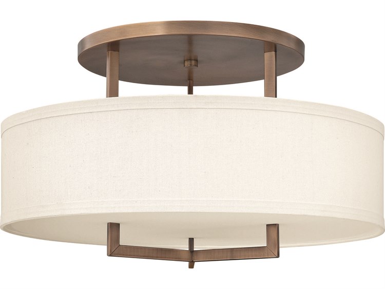 Hinkley Hampton 3-Light Brushed Bronze Drum Semi Flush Mount