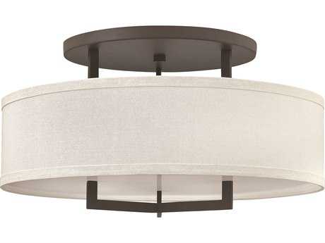 Hinkley Hampton 3-Light Buckeye Bronze Drum Semi Flush Mount