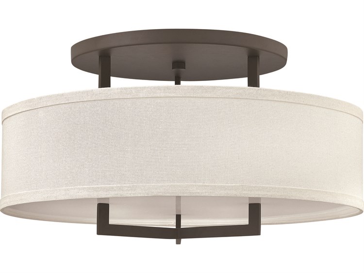 Hinkley Hampton 3-Light Buckeye Bronze Drum Semi Flush Mount
