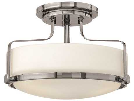 Hinkley Harper 3-Light Chrome Glass Drum Semi Flush Mount