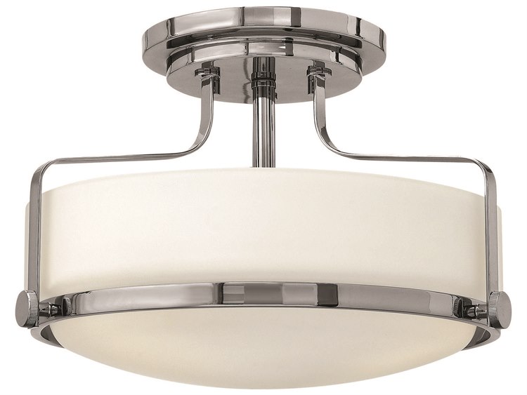 Hinkley Harper 3-Light Chrome Glass Drum Semi Flush Mount