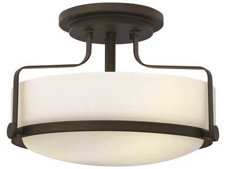 Hinkley Harper 3-Light Oil Rubbed Bronze Glass Drum Semi Flush Mount