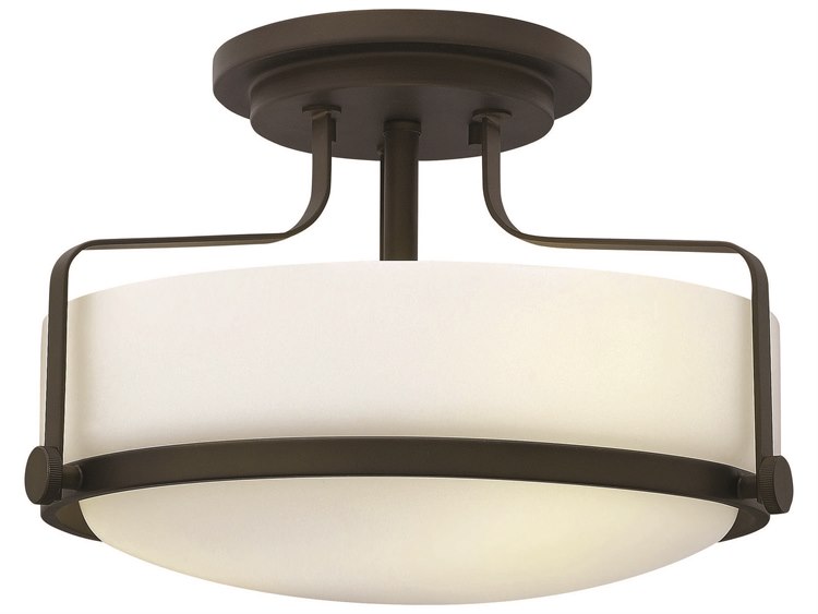 Hinkley Harper 3-Light Oil Rubbed Bronze Glass Drum Semi Flush Mount