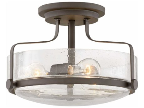 Hinkley Harper 3-Light Oil Rubbed Bronze Clear Glass Drum Semi Flush Mount