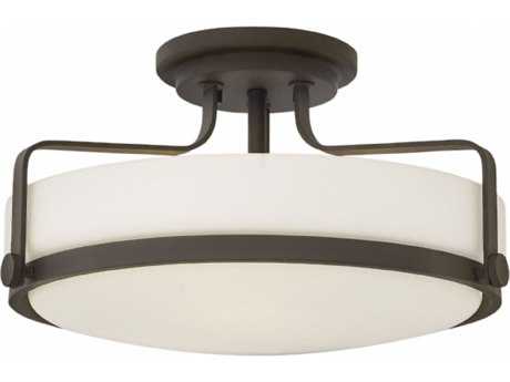 Hinkley Harper 3-Light Oil Rubbed Bronze Glass Drum Semi Flush Mount
