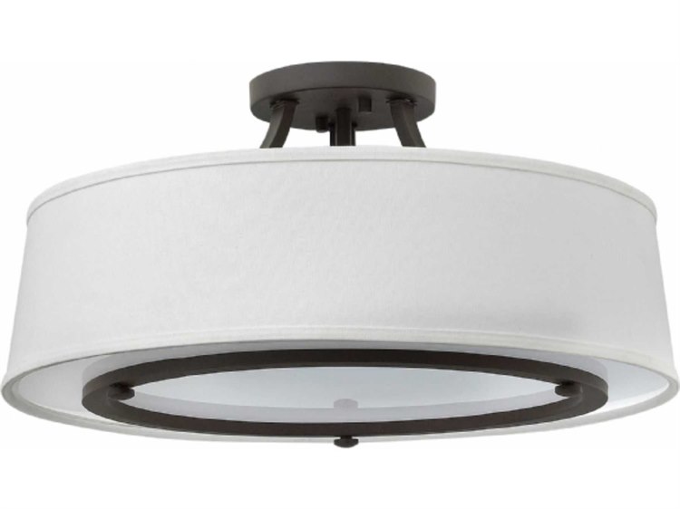 Hinkley Lighting Harrison Buckeye Bronze Three Light Incandescent Semi Flushmount Ceiling