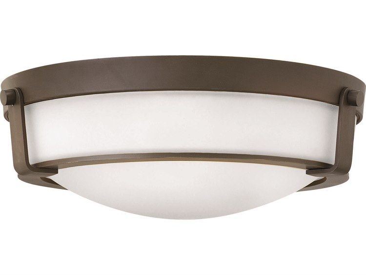 Hinkley Hathaway 3-Light Olde Bronze Glass Drum Flush Mount