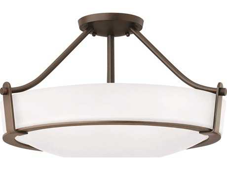 Hinkley Hathaway 4-Light Olde Bronze Glass Drum Semi Flush Mount