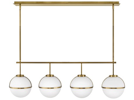 Hinkley Hollis 4-Light Heritage Brass Glass LED Globe Geometric Island Pendant