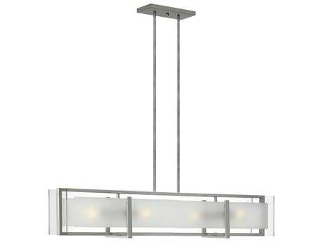 Hinkley Latitude 4-Light Brushed Nickel Glass Geometric Island Pendant