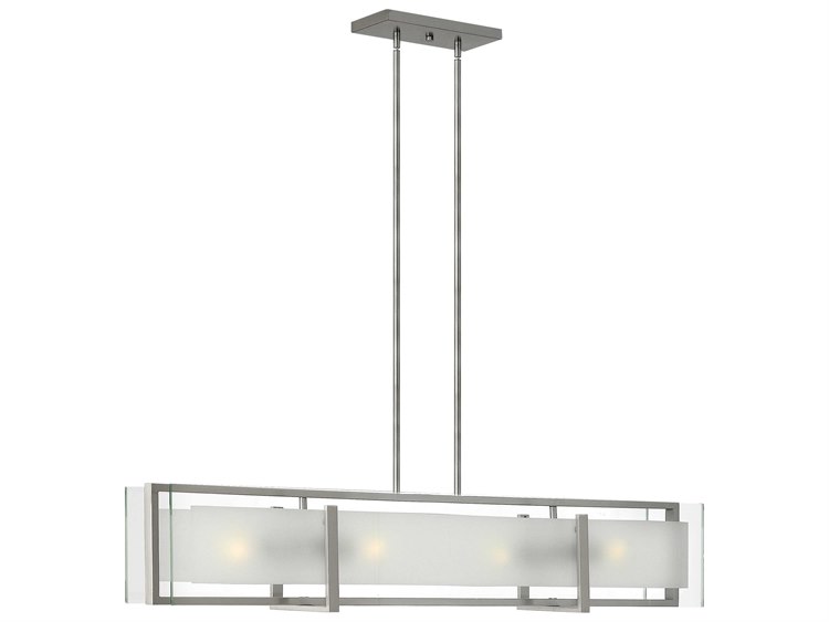 Hinkley Latitude 4-Light Brushed Nickel Glass Geometric Island Pendant
