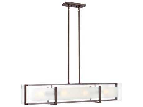 Hinkley Latitude 4-Light Oil Rubbed Bronze Glass Geometric Island Pendant