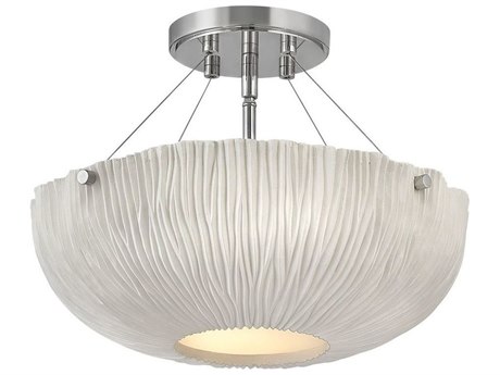 Hinkley Lisa Mcdennon 3-Light Shell White Nickel Glass Bowl Semi Flush Mount