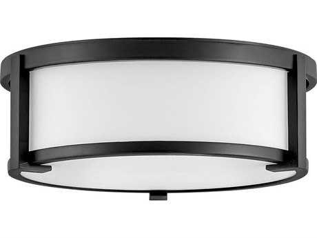 Hinkley Lowell 2-Light Black Glass Drum Flush Mount