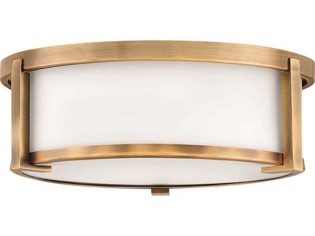 Hinkley Lowell 2-Light Brushed Bronze Glass Drum Flush Mount