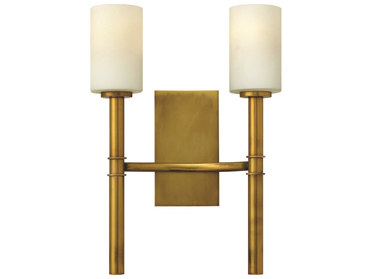 Hinkley Margeaux 2-Light Vintage Brass Glass Wall Sconce