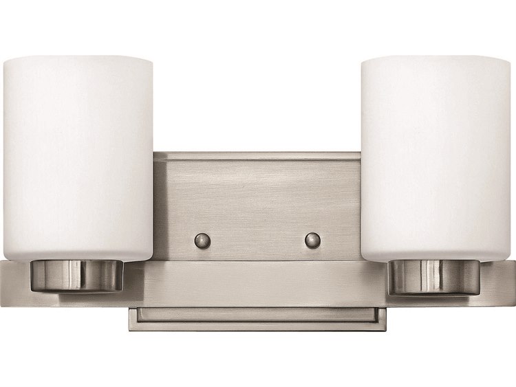 Hinkley Miley 2-Light Brushed Nickel Glass Vanity Light