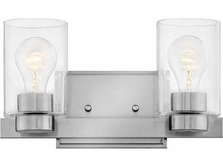Hinkley Miley 2-Light Brushed Nickel Glass Vanity Light